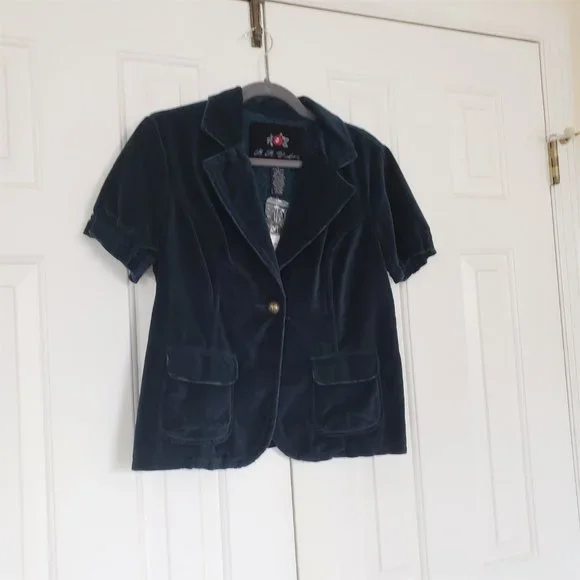 NWT BB Dakota Velvet Blazer - Size L- Jewel tone short sleeve jacket - Picture 2 of 13